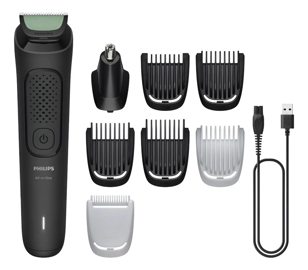 Aparador e Barbeador Elétrico All-in-One Série 3000 8 em 1 : Visual completo para rosto, cabelo e corpo | 60 min sem fio | Lâminas autoafiav