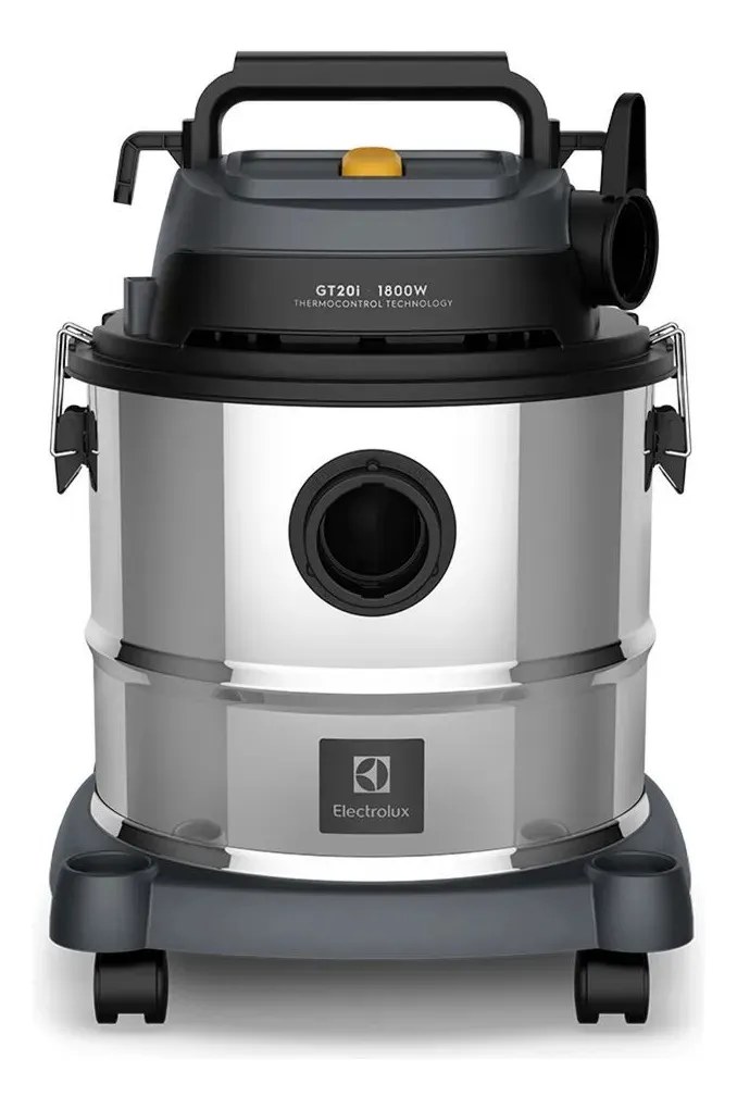 Aspirador Pó e Água Electrolux função Sopro Compacto Líquidos Químicos Inox 1800W 20L total 15L útil protetor térmico GT20i