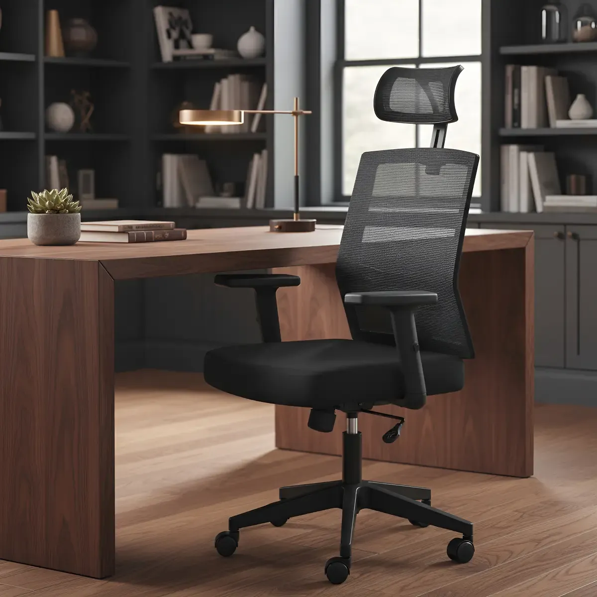 Cadeira De Escritório Presidente Ergonômica Preta Mesh Cor Preto Material Do Estofamento Malha