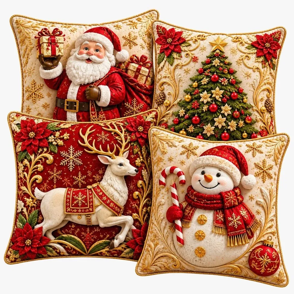 Capa de Almofadas 1 e 4 Decorativas 45x45 Estampas Natalinas estampa premium 2026 PAPAI NOEL SACO NAS COSTA F BR