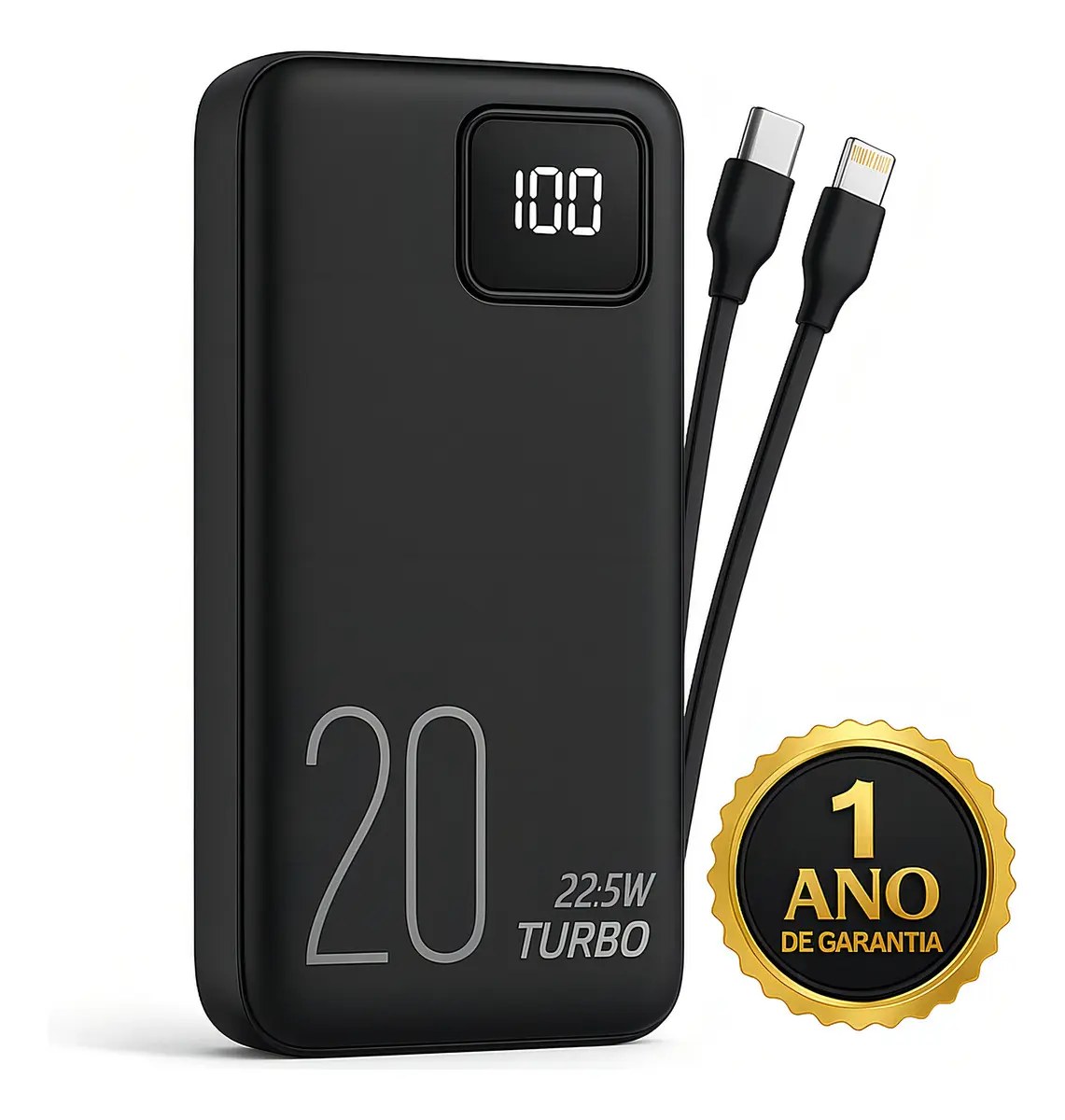 Carregador Portátil Power Bank Turbo 20000mah 22.5w universal para iphone samsung motorola xiaomi Com Display Digital DTimp