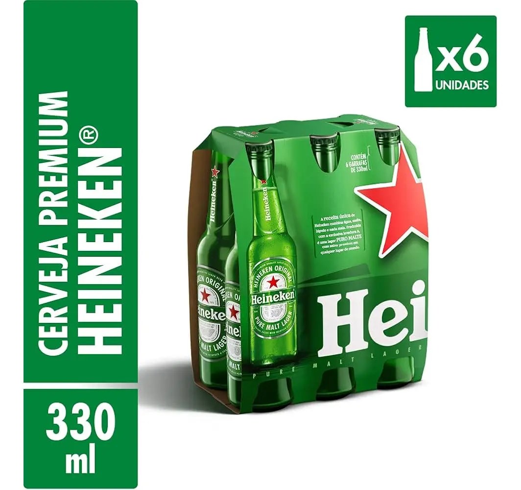 Cerveja Heineken Premium Garrafa 6 Long Neck 330ml
