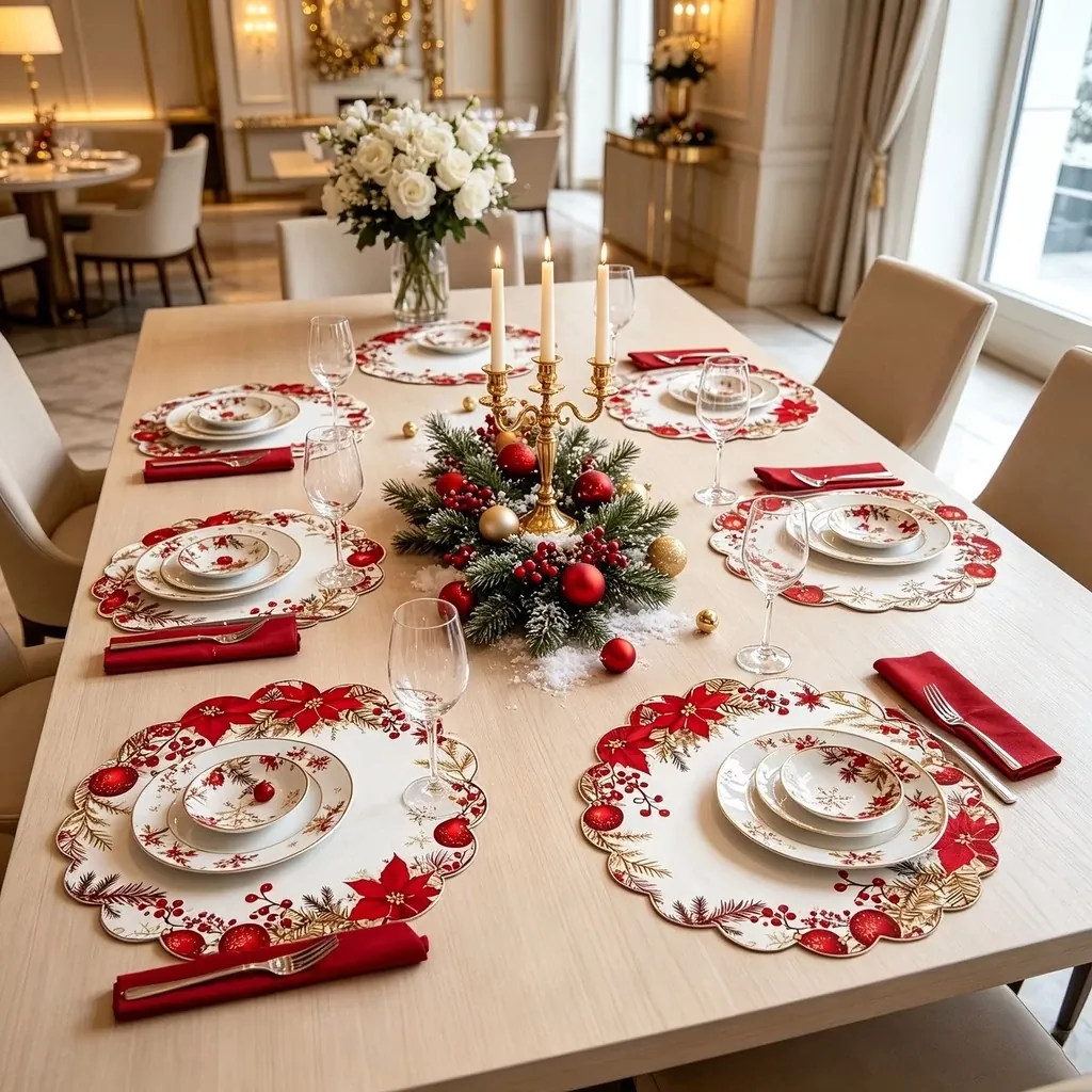 Conjunto de 4 jogos americanos de Natal para decoração de mesa festiva