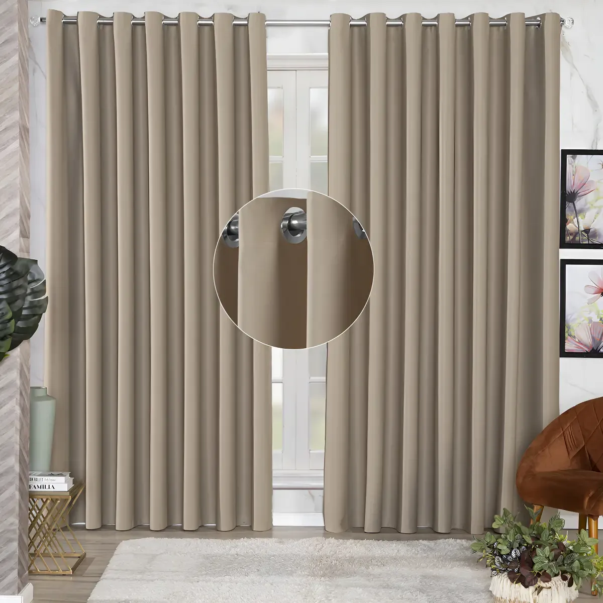 Cortina Blackout Tecido Grosso 2,80x2,30 Porta Sala Quarto