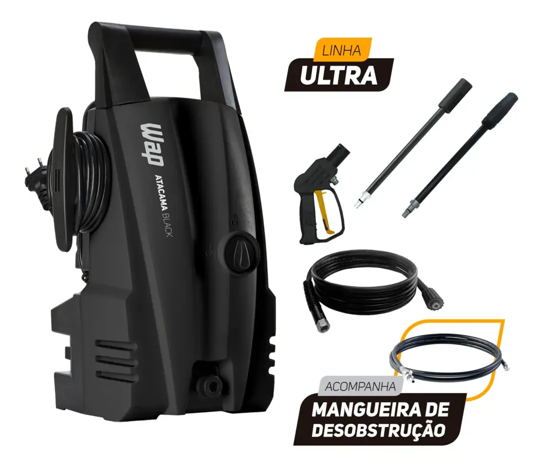 Desobstruidora e Lavadora de Alta Pressão WAP Atacama Black Ultra 1400W 1500 PSI