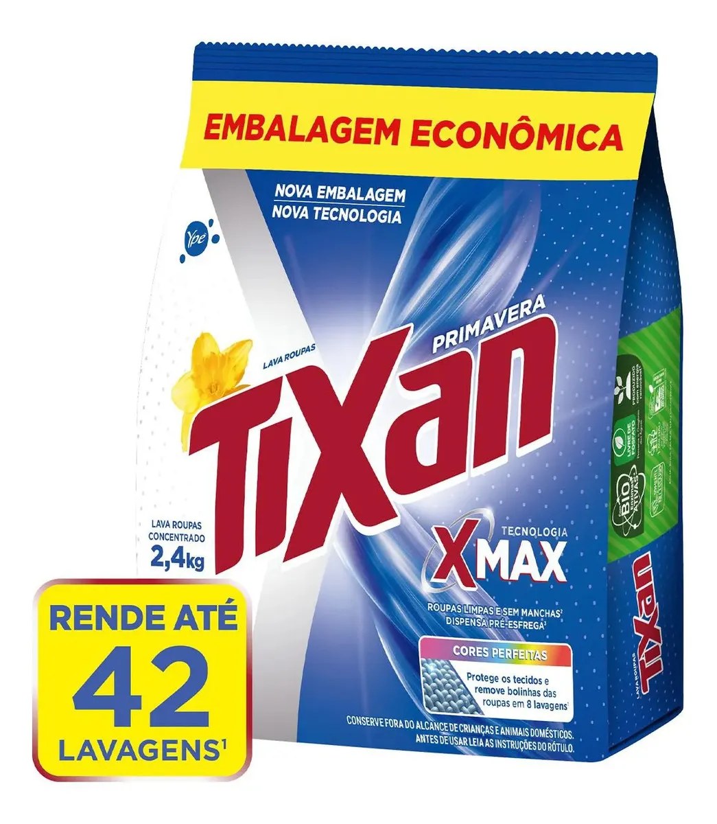 Lava Roupas Concentrado Em Pó Primavera 2,4kg Tixan Ypê