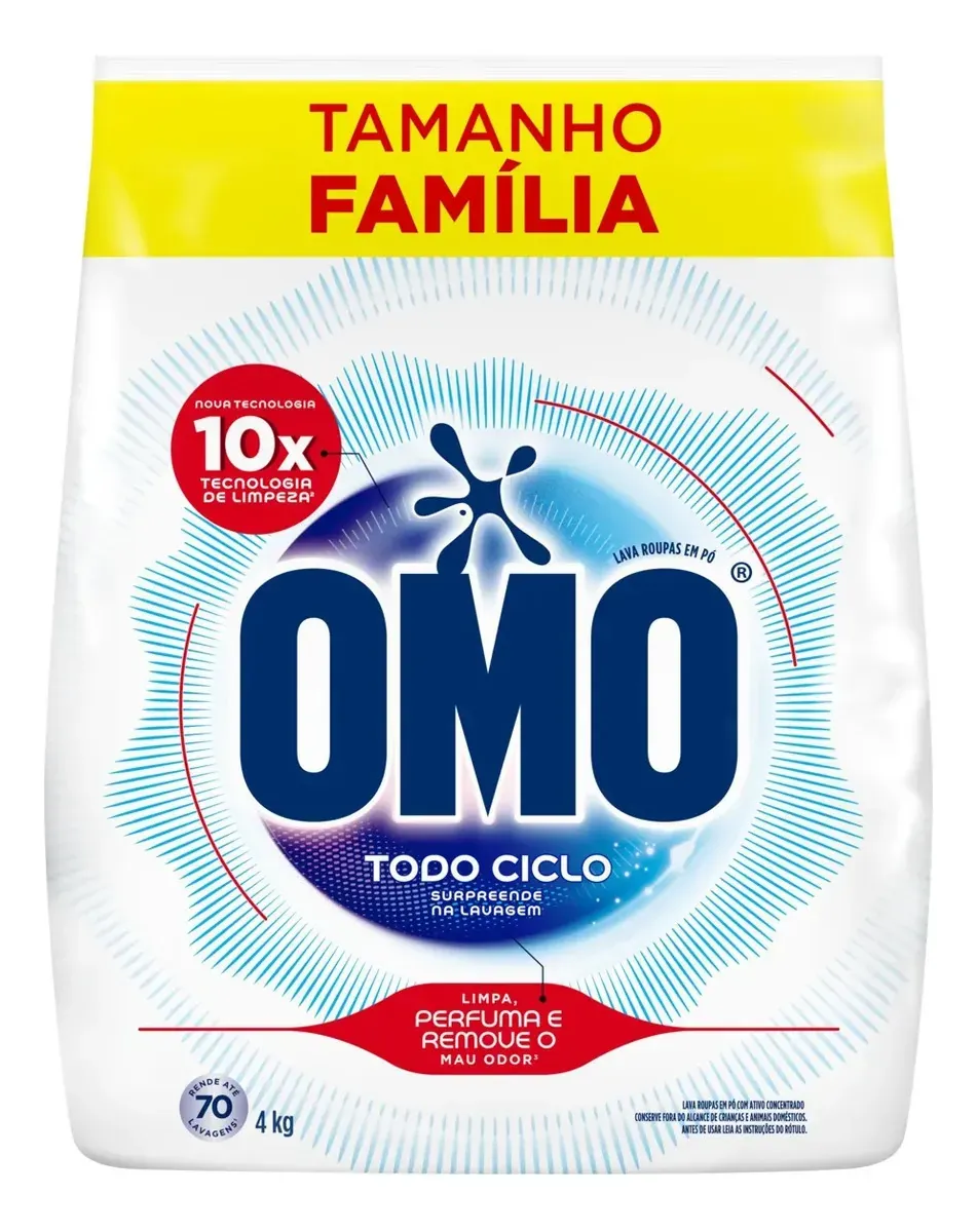 Lava-Roupas Pó Omo Todo Ciclo Pacote 4kg Tamanho Família