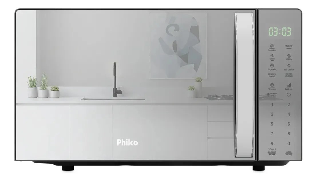 Micro-ondas Philco 20L Espelhado Limpa Fácil PMO24S 127v