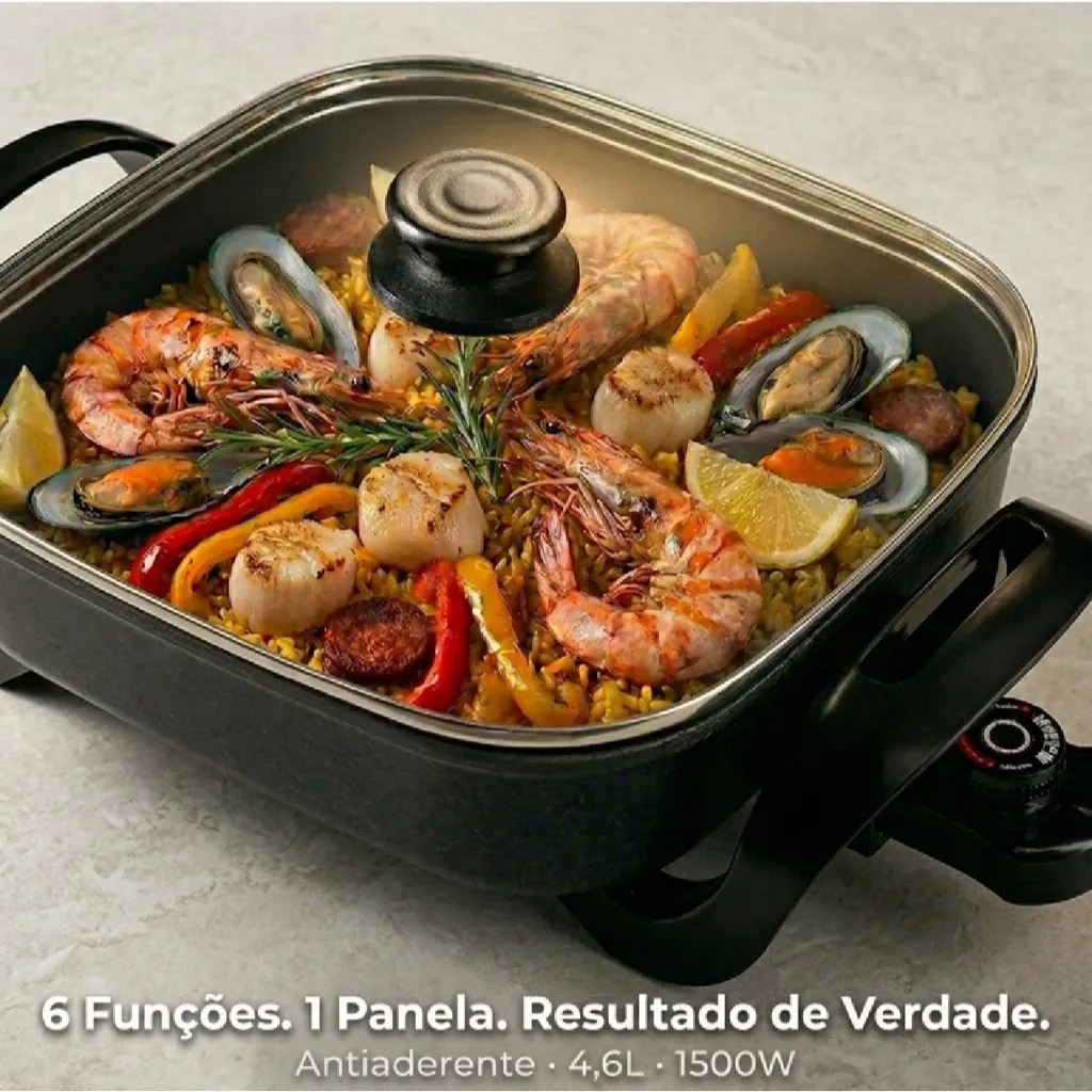 PANELA ELETRICA AGRATTO MANGIARE APEQ01I-01 PRETA QUADRADA 30CM 1500W 127V 220v