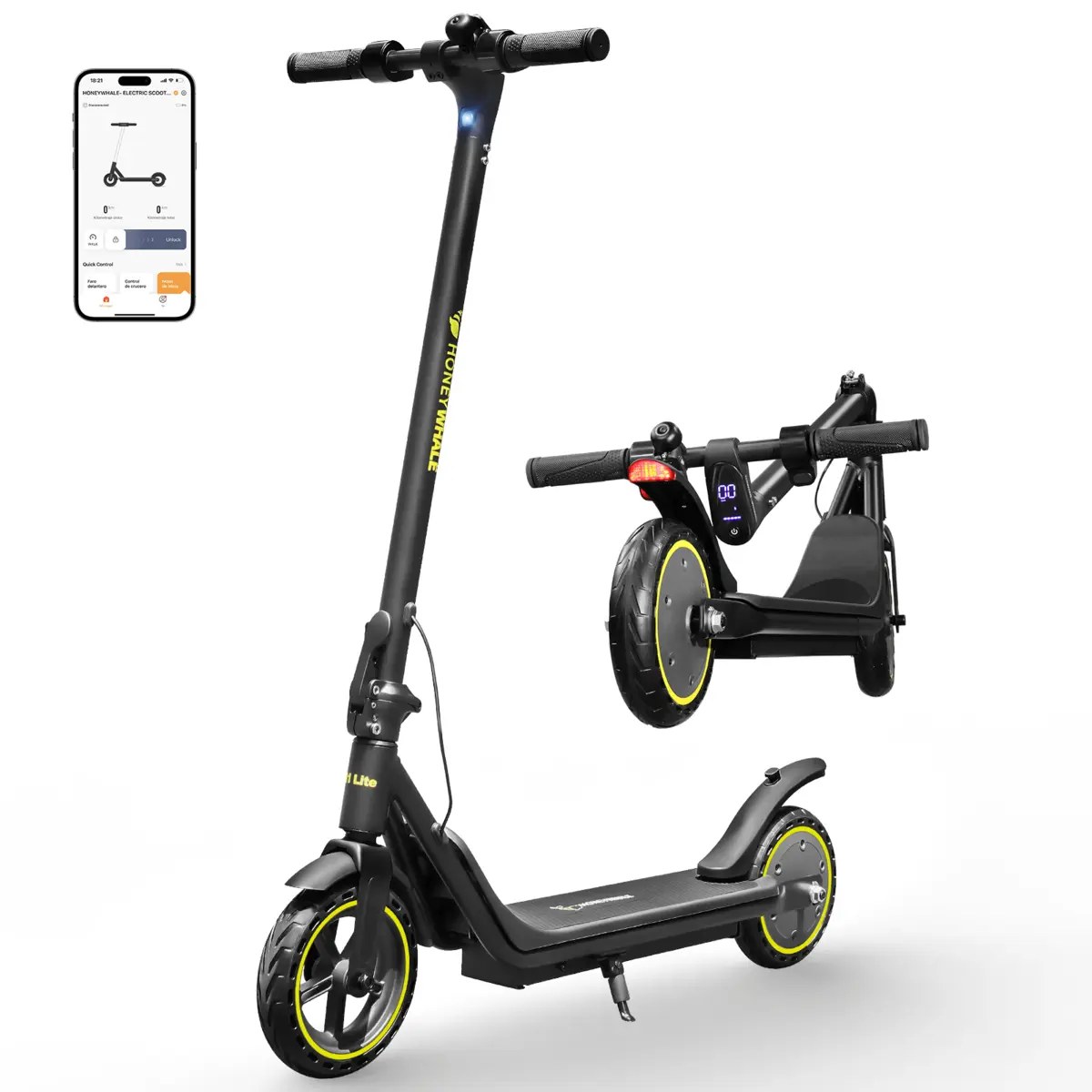 Patinete Elétrico HONEYWHALE M1 LITE Dobrável Com Bluetooth, Para Adultos