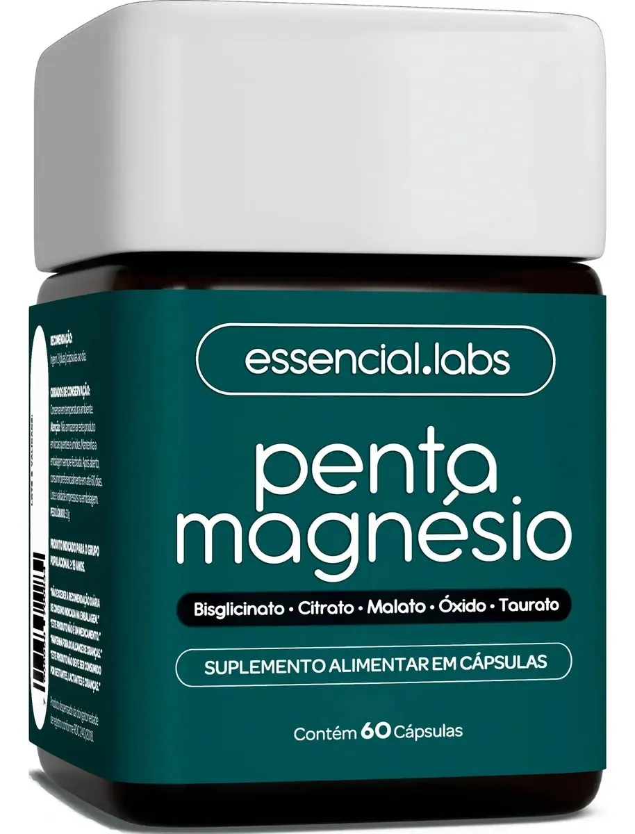 PENTA MAGNÉSIO - Bisglicinato + Dimalato + Citrato + Taurato + Óxido de Magnésio - A Combinação Perfeita com Máxima Pureza e Biodisponibilid