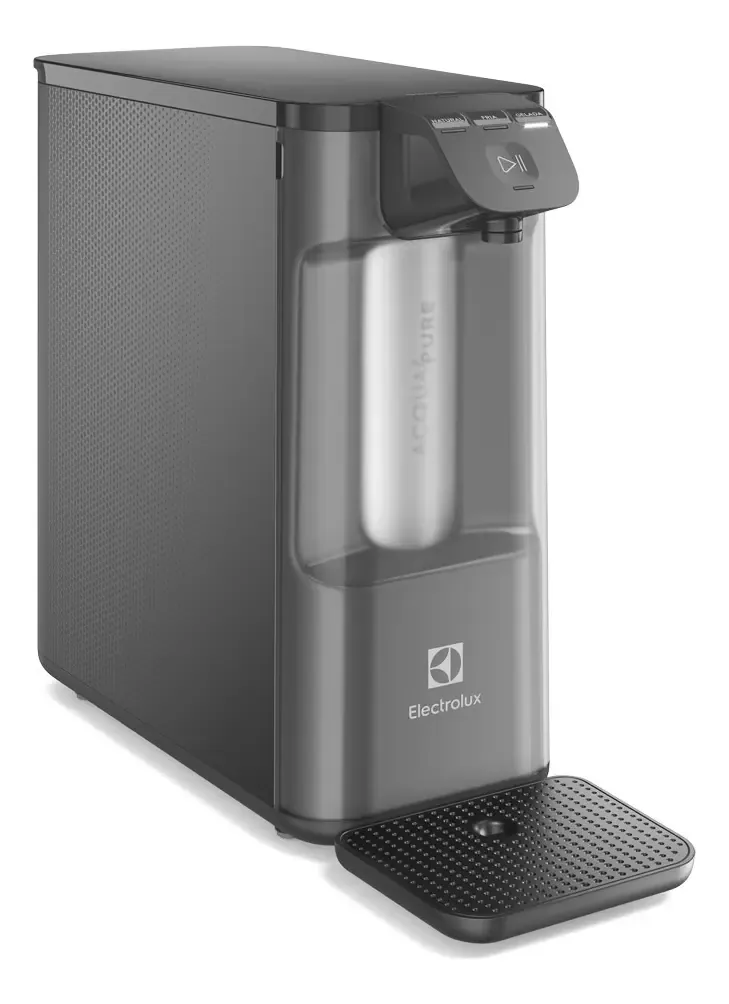 Purificador de Água Gelada Fria e Natural Elétrico Compacto Eletrônico placa Filtro refil 6 meses ou 3000l Painel Touch Bivolt Cinza PE12G E