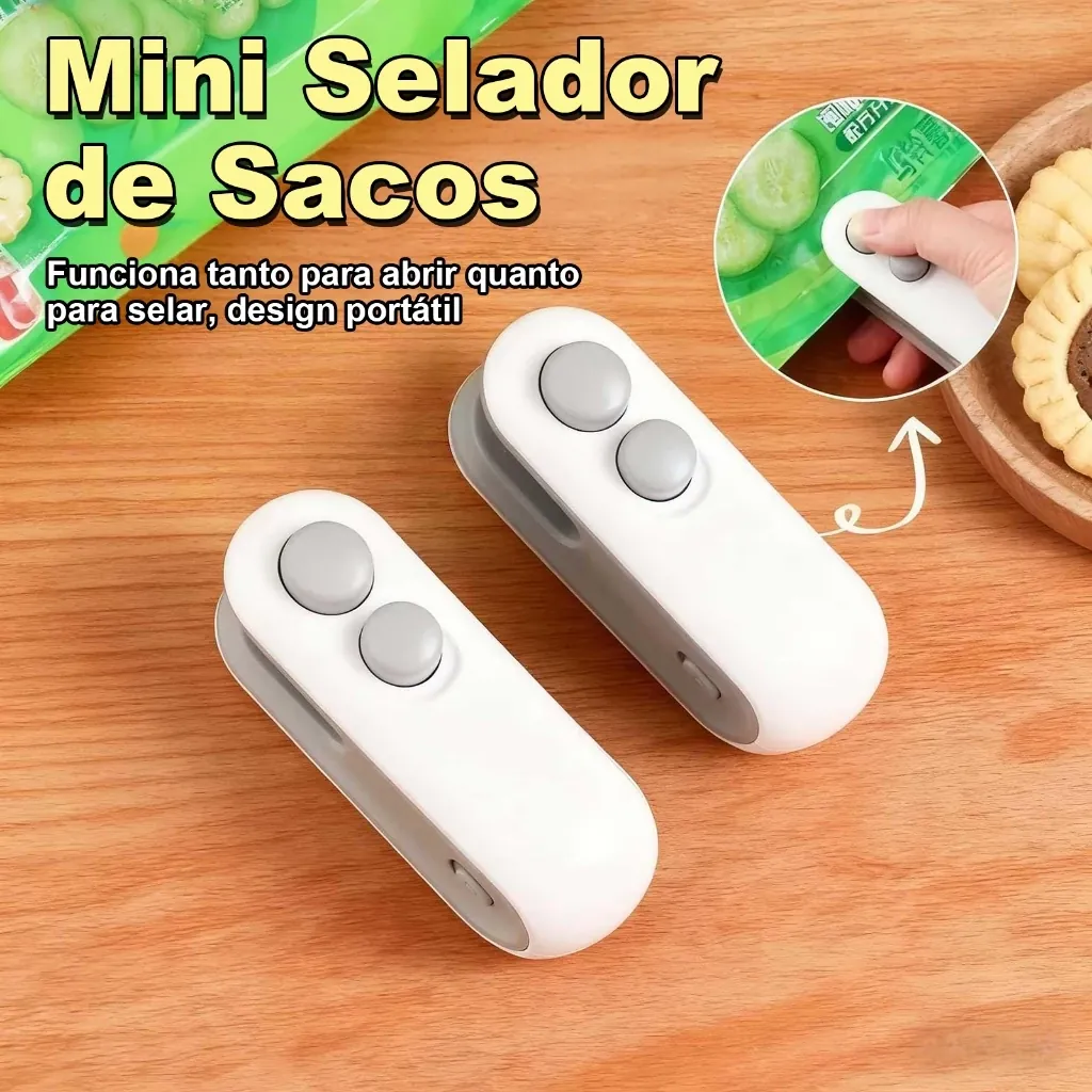 Seladora Magnética Mini - Abre e Fecha, Vedadora de Alimentos Portátil