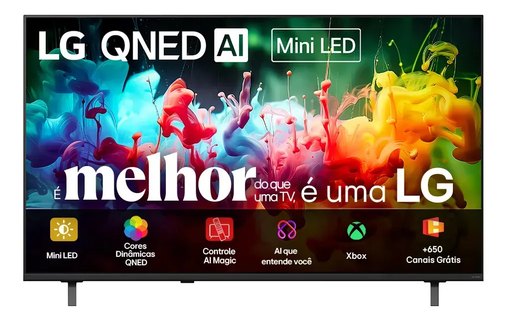 Smart TV 4K 65" LG QNED Mini LED AI QNED70 2026 Processador α7 Ger9 HDR10 Xbox Bluetooth Wi-Fi AI Search Google Gemini webOS 26 - 65QNED70BS